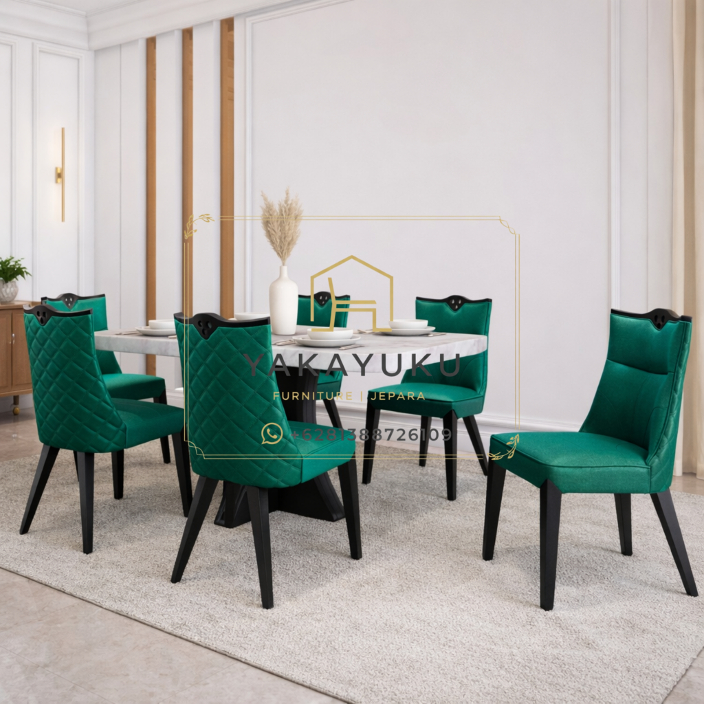 meja makan minimalis modern, set meja makan mewah, meja makan marmer modern, kursi makan minimalis elegan, furniture ruang makan modern