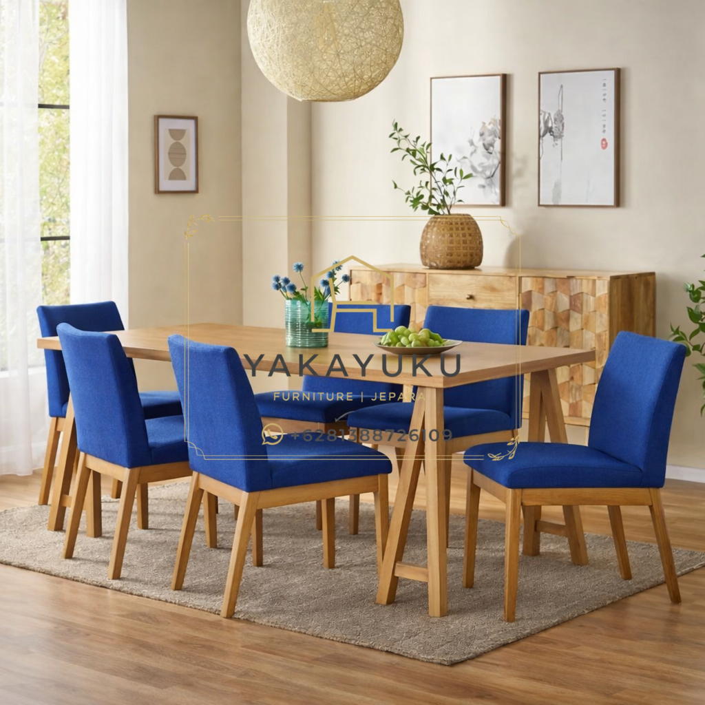meja makan minimalis modern, set meja makan kayu, meja makan modern, kursi makan minimalis, furniture ruang makan modern