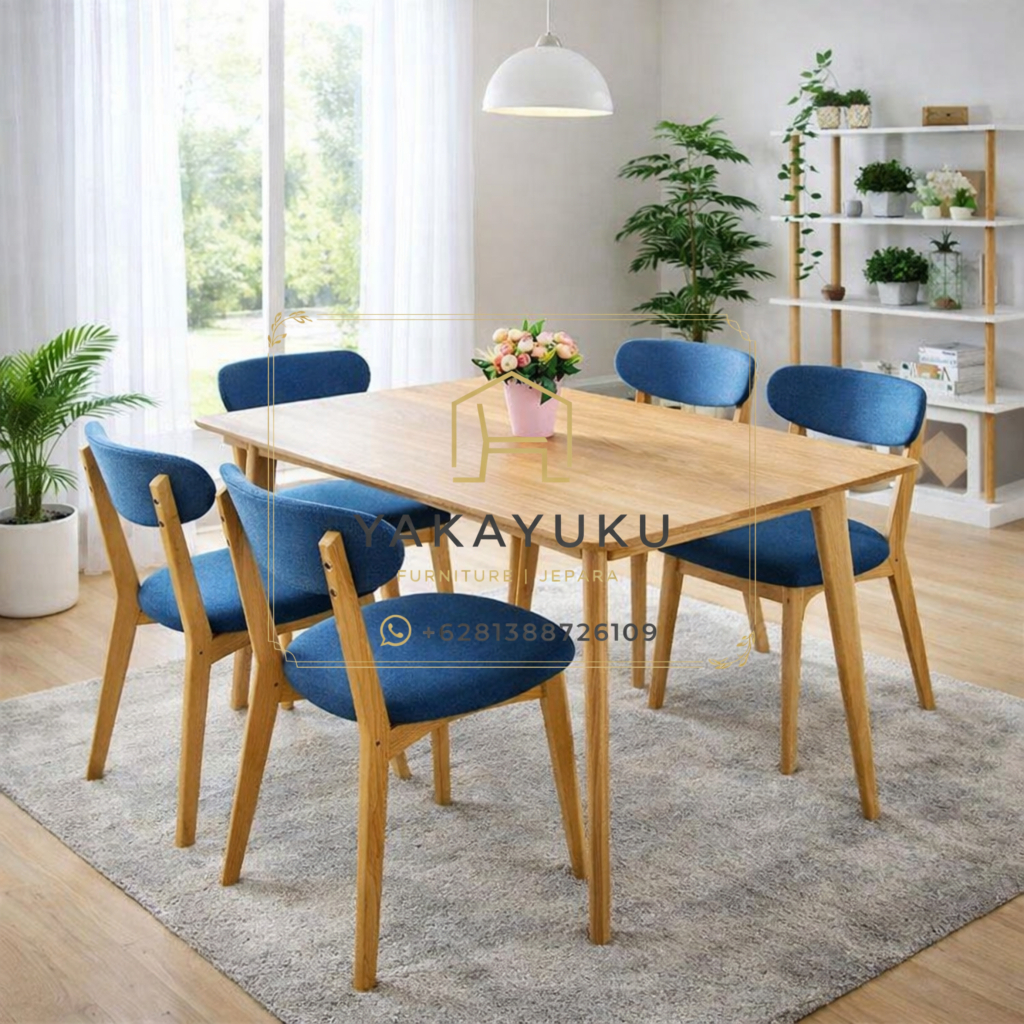 meja makan minimalis modern, set meja makan kayu, meja makan kayu natural, meja makan 4 kursi modern, meja makan skandinavia