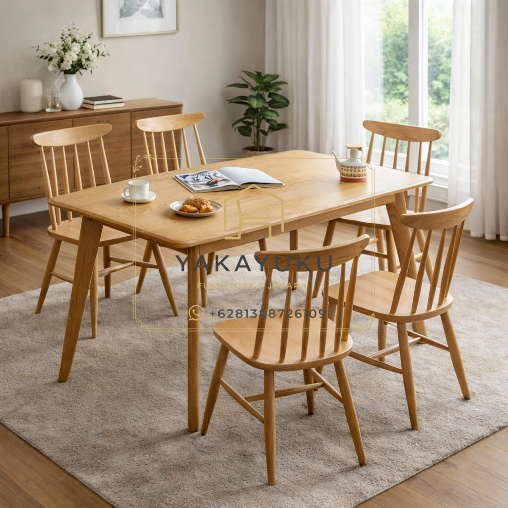 meja makan kayu minimalis, set meja makan 6 kursi, meja makan kayu jepara, meja makan minimalis modern, furniture meja makan kayu